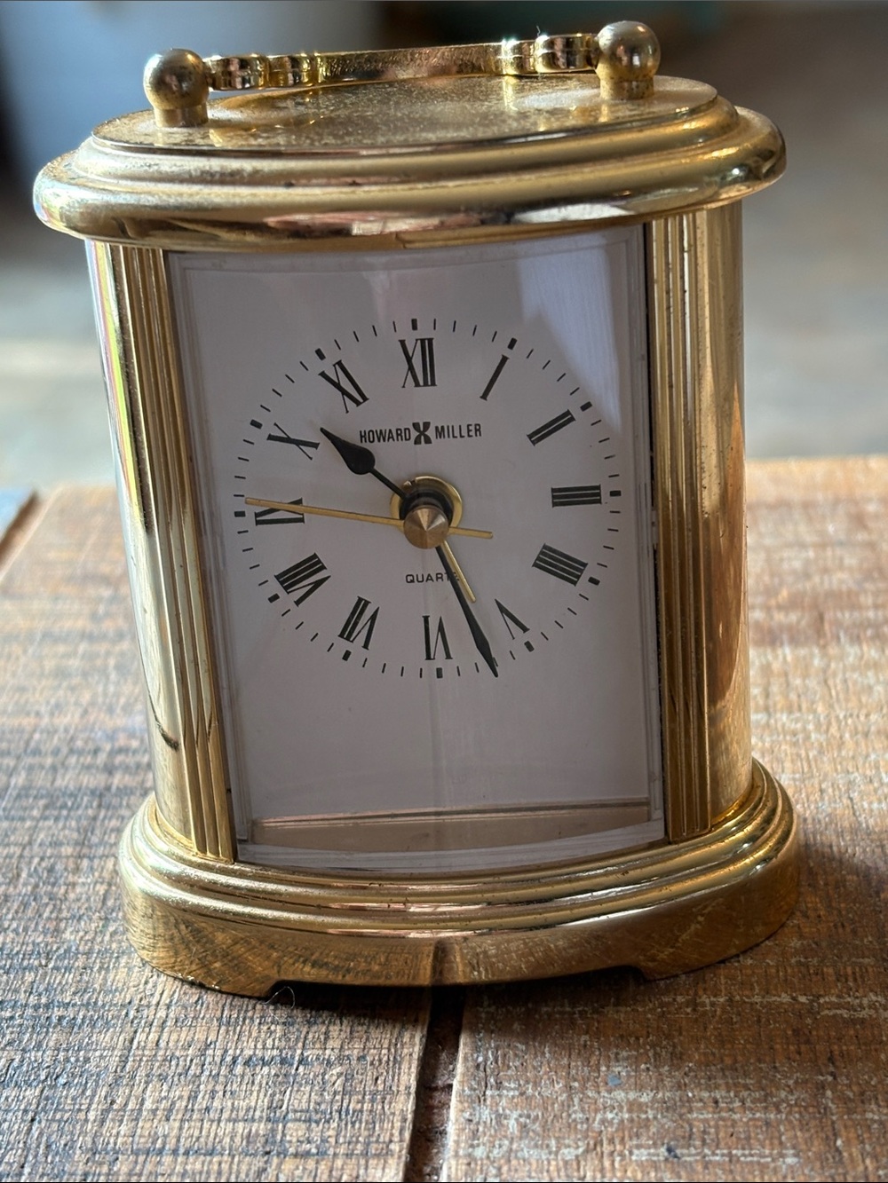 Vintage Howard Miller Gold Table Clock - Classic Brass Finish Working